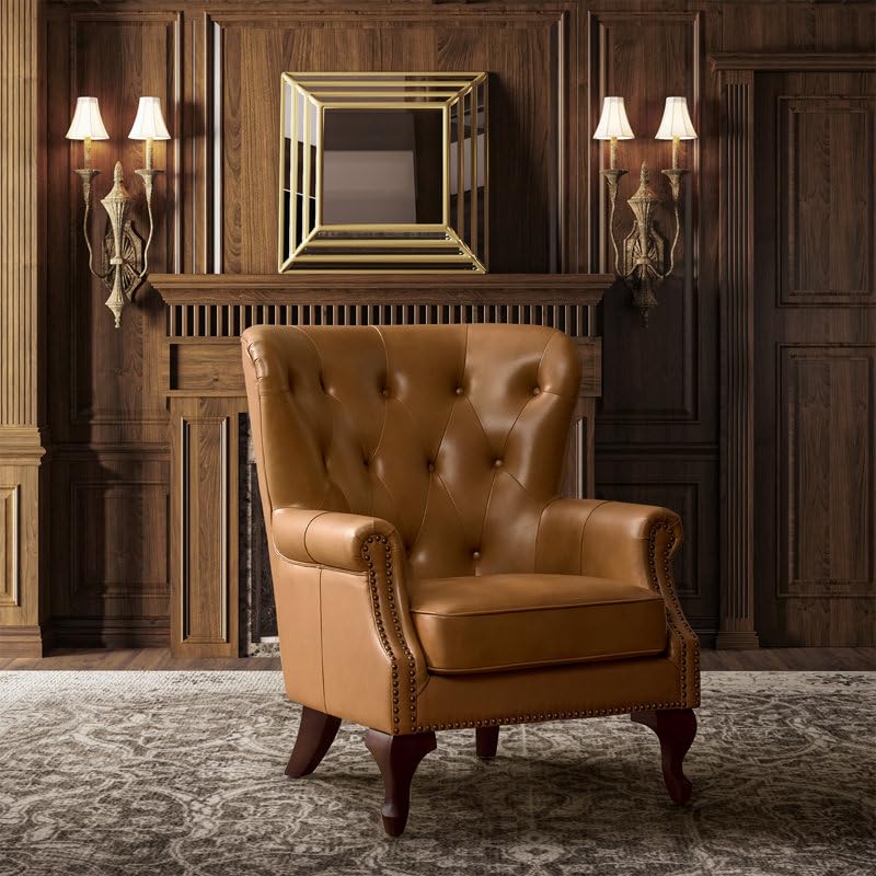 Classic Chesterfield Wingback Leather Armchair-02