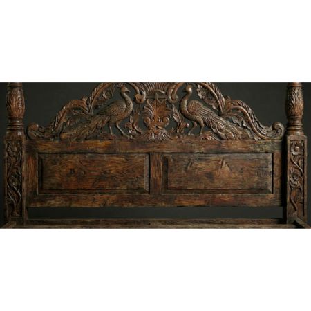 Royal Peacock Hand-Carved Solid Sheesham Wood Bed - Image 5