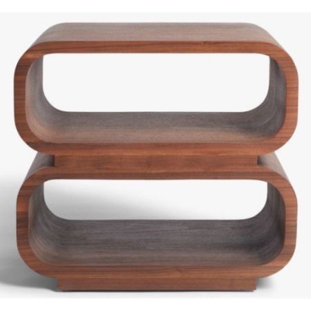 Modern Double-Tier Curved Wooden Side Table