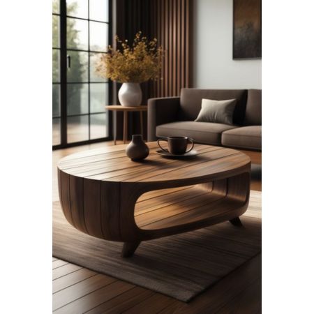 Modern Wooden Oval Center Table
