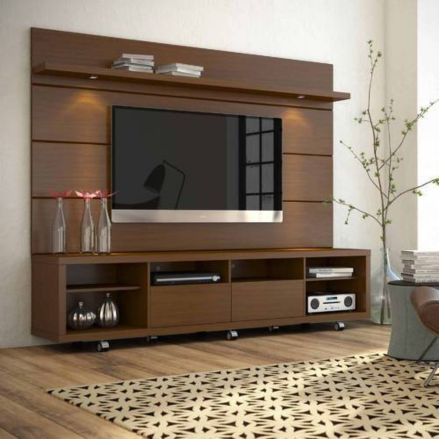 Walnut Royale Wall Mounted TV Unit with Storage