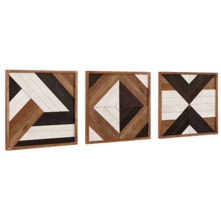 Modern Geometric Wooden Wall Art Panel Set (Set of 3)