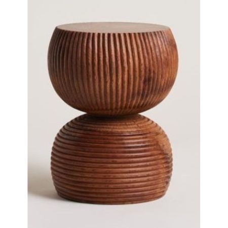 Fluted Solid Wood Side Stool