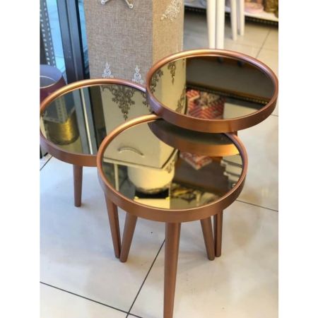 Modern Round Mirrored Nesting Side Table Set (Set of 3)