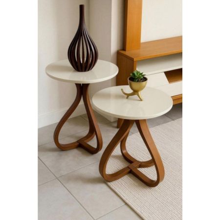 Modern Round Nesting Side Table Set (Set of 2)