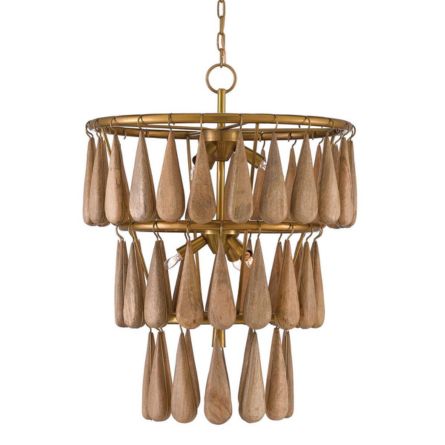 Modern Wooden Teardrop Hanging Chandelier