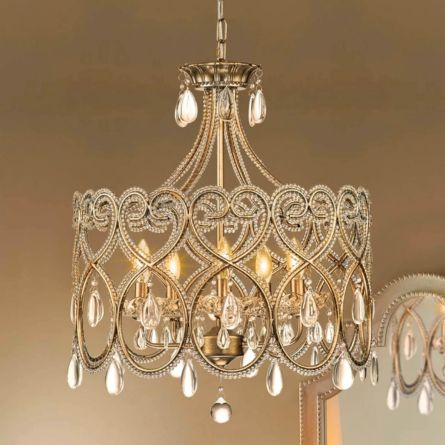 Royal Heart Crystal Drum Chandelier – Luxury Hanging Ceiling Light