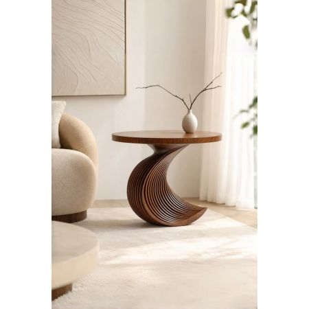 Sculptural Spiral Wooden Side Stool