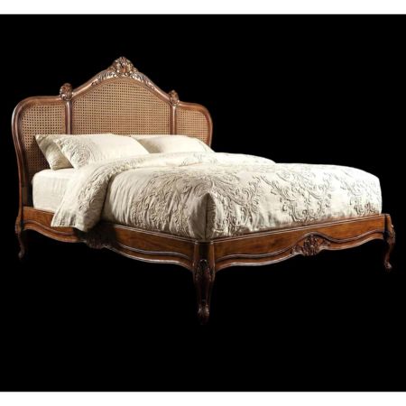 Royal Vintage Cane Bed – Walnut Finish