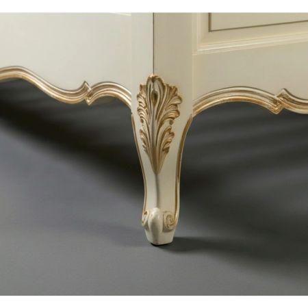 Royal Heritage Carved Four Poster Bed – Antique White & Gold Finish - Image 3