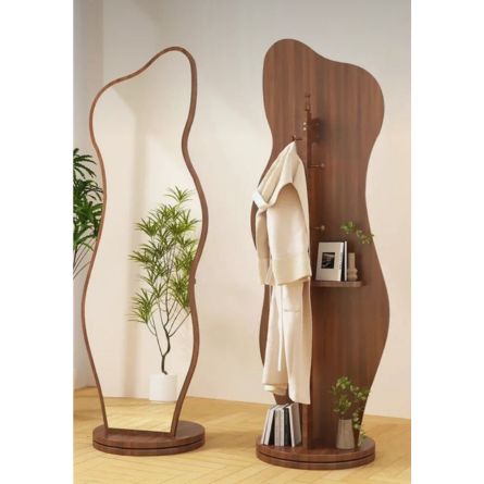 Modern Freeform Mirror with Coat Rack