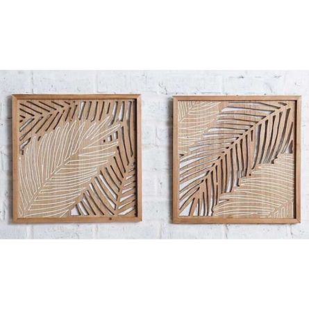 Botanical Wooden Wall Art Set (2-Piece Leaf Panel)