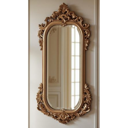 Royal Oval Baroque Wooden Wall Mirror – Luxury Decorative Mirror