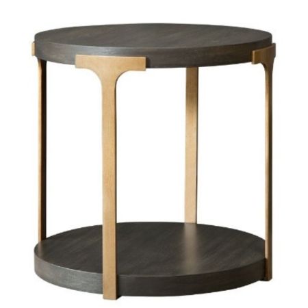 Modern Two-Tier Metal & Wood Side Stool