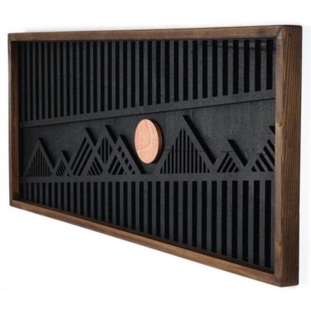 Modern Geometric Wooden Wall Art Panel with Natural Frame