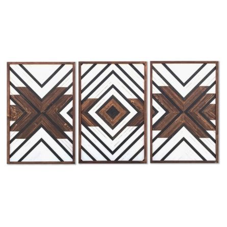 Modern Geometric Wooden Wall Art Set (3-Piece Decorative Panel)