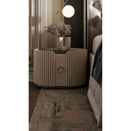 Modern Fluted Bedside Side Table with Drawer
