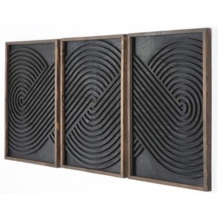 Modern Abstract Wave Wooden Wall Art Panel Set (Set of 3)