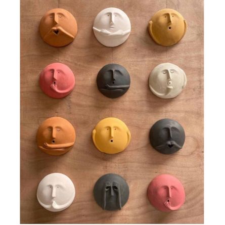 Abstract Face Ceramic Wall Art Set (12-Piece Decorative Wall Sculptures)