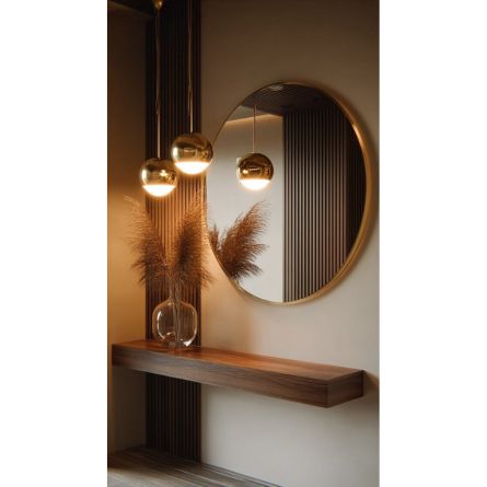 Premium Round Wooden Wall Mirror