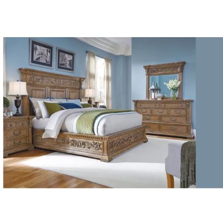 Royal Heritage Hand-Carved Solid Wood King Size Bed