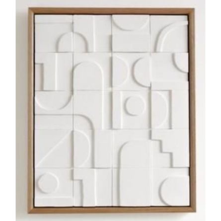 Modern Abstract 3D Geometric Wall Art Panel with Wooden Frame