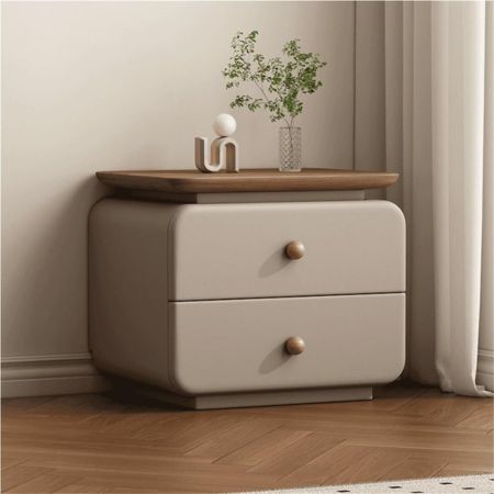 Modern Rounded 2-Drawer Bedside Side Table