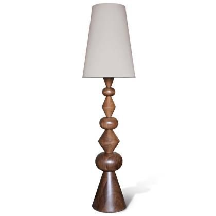 Modern Wooden Geometric Floor Lamp with Fabric Shade