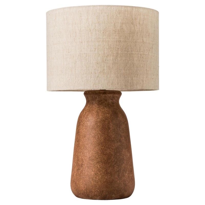 Rustic Textured Ceramic Table Lamp with Linen Shade