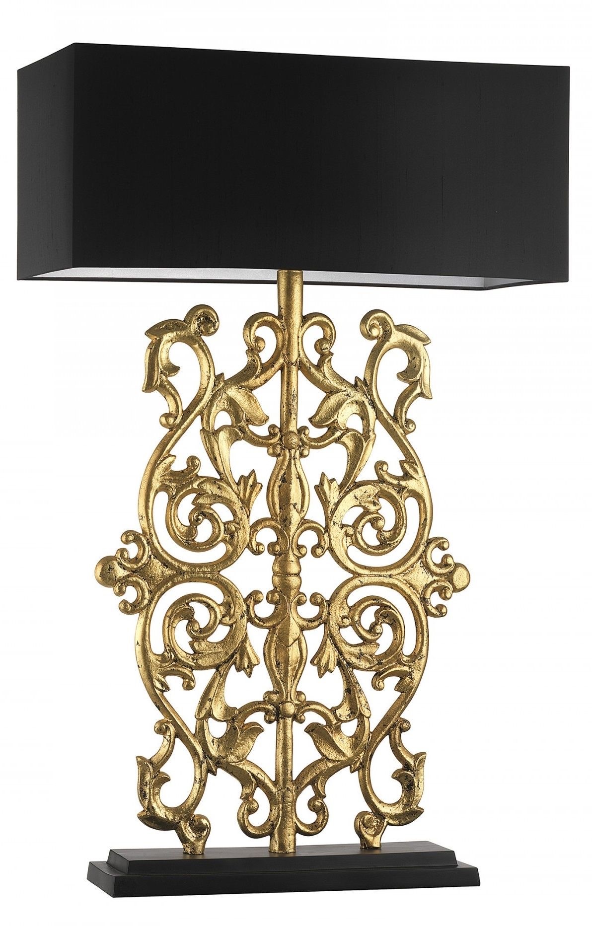 Royal Baroque Gold Table Lamp with Black Fabric Shade