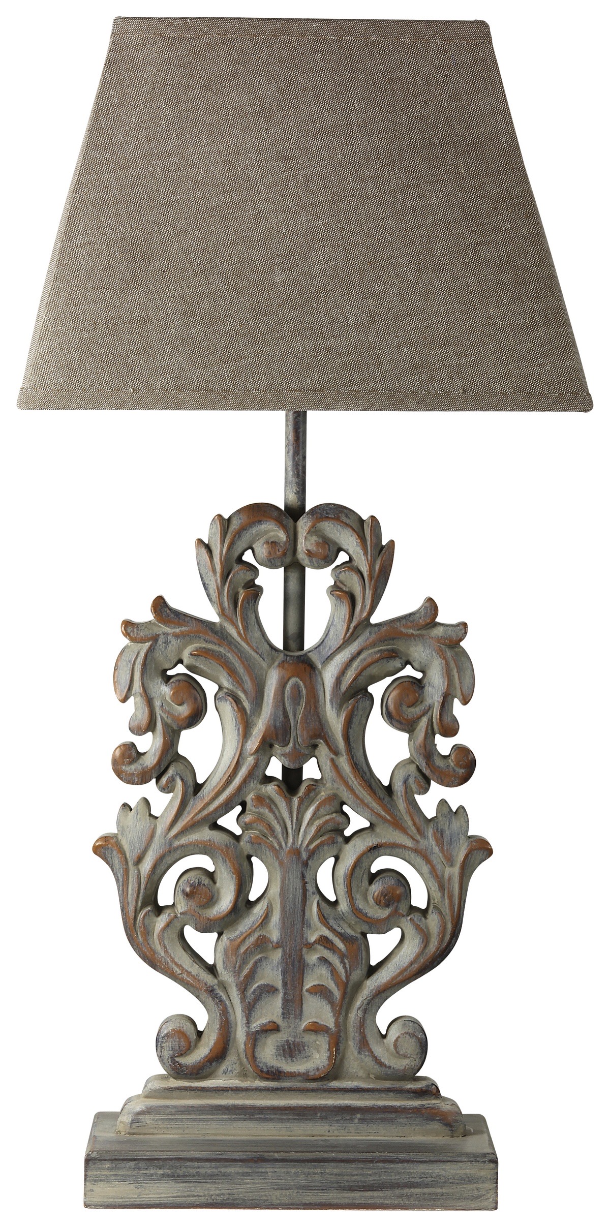 Royal Baroque Carved Table Lamp with Fabric Shade