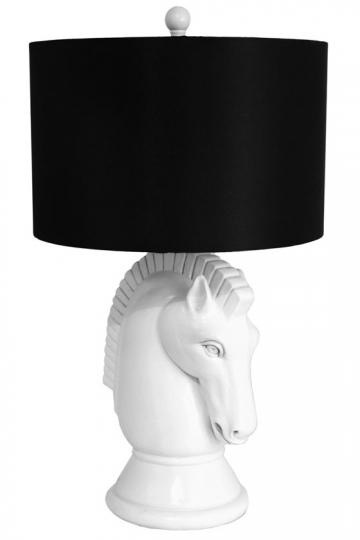 Royal Stallion Ceramic Table Lamp with Black Fabric Shade