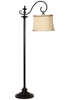 Traditional Shepherd Hook Floor Lamp with Hanging Fabric Shade