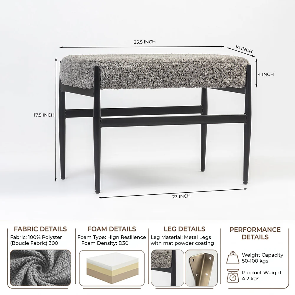 Modern Upholstered Accent Stool - Image 7