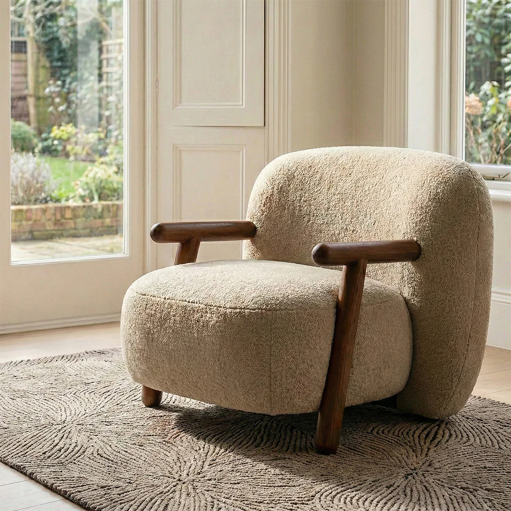 Upholstered Fabric Arm Chair for Bedroom & Living Room