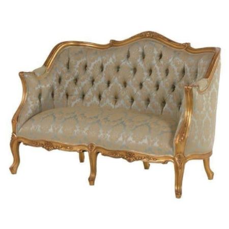 Elegant French Louis-Style Tufted Settee - Image 2