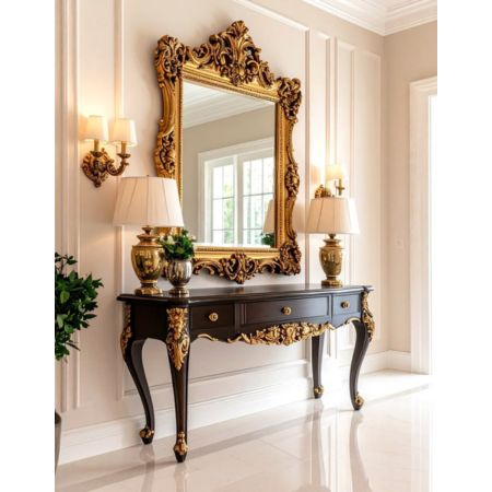 Royal Classic Console Table with Ornate Mirror