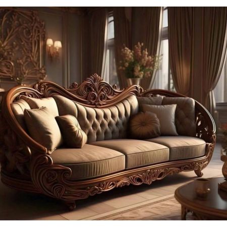 Royal Hand-Carved Luxury Tufted Sofa