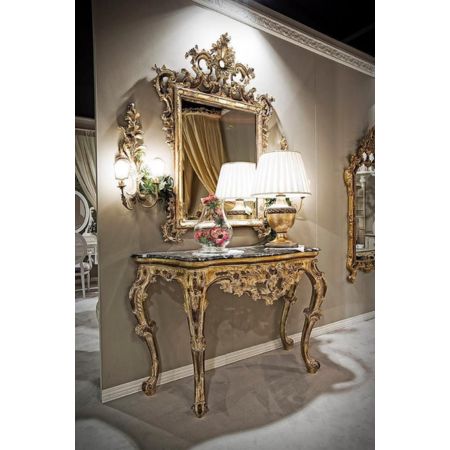 Luxury Baroque Console Table with Ornate Mirror