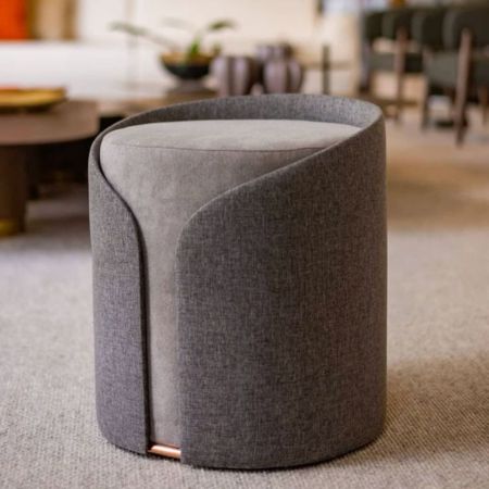 Modern Curved Upholstered Ottoman Chair