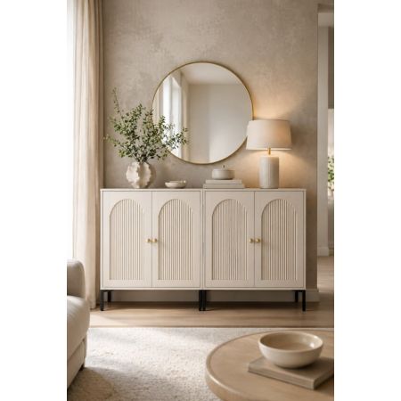 Modern Fluted Arch 4-Door Sideboard Cabinet