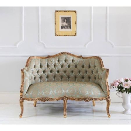 Elegant French Louis-Style Tufted Settee