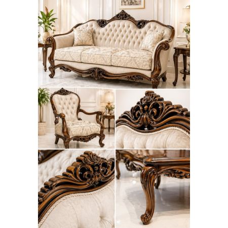 Royal French Provincial Tufted Carved Sofa