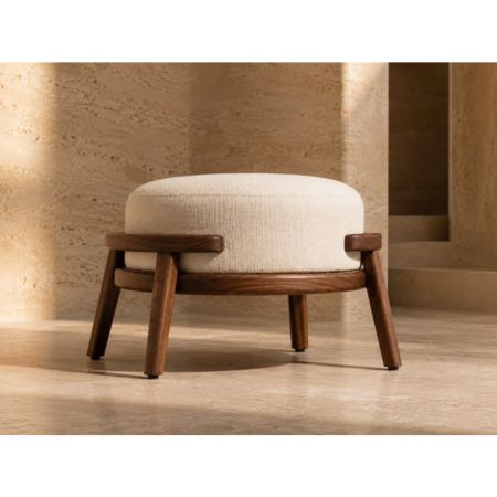 Scandinavian Solid Wood Upholstered Ottoman