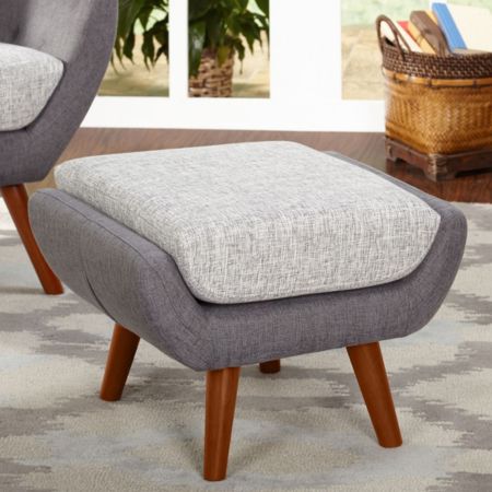 Modern Upholstered Ottoman Footrest with Wooden Legs