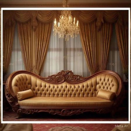 Royal Victorian Tufted Carved Sofa