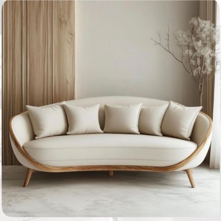 Nordic Curve Wood-Frame Sofa