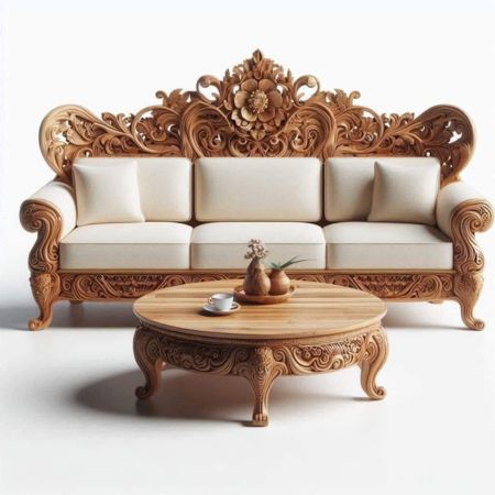 Royal Hand-Carved Floral Luxury Sofa
